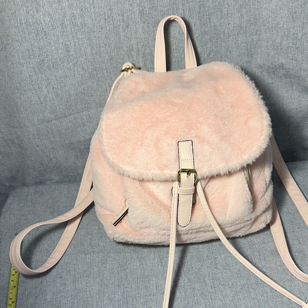 Elegant Blush Faux Fur Backpack